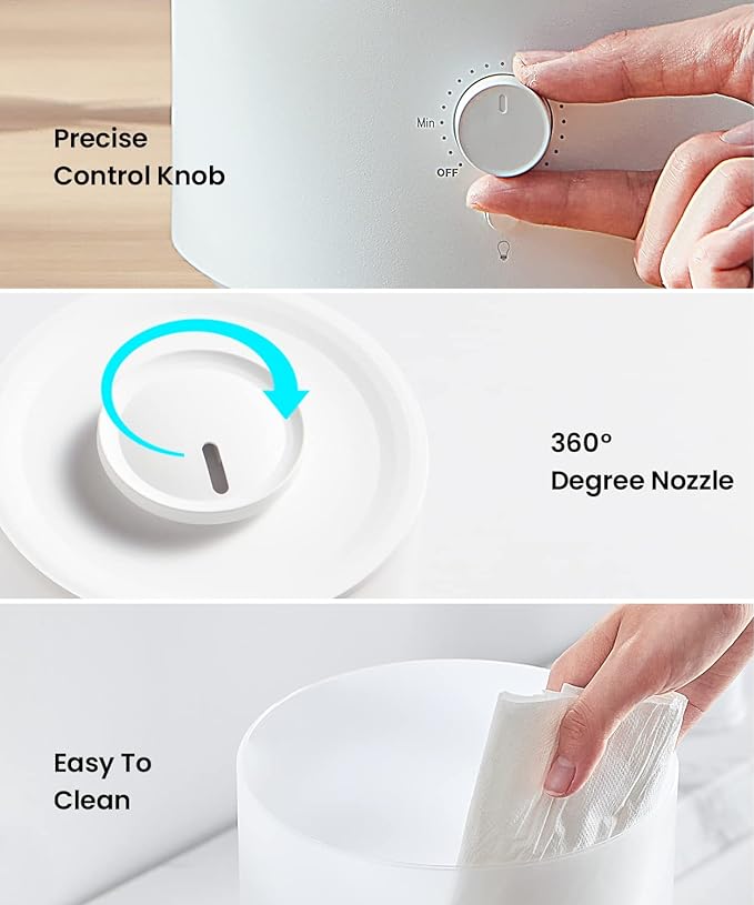 Humidifiers for Bedroom Large Room, 2.5L Cool Mist Humidifier with Essential Oil Diffuser, Top Fill Humidifier for Baby, Home, Plant, Ultrasonic Humidification for whole house, Auto Shut-Off - Image 4