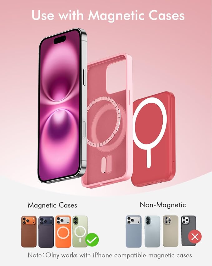 podoru for Magsafe Battery Pack, 5000mAh Magnetic Power Bank with Type-C Cable 20W PD Fast Charging Lighting Input Wireless Portable Charger for iPhone 17/16/15/14/13/12/ All Series-Red - Image 2
