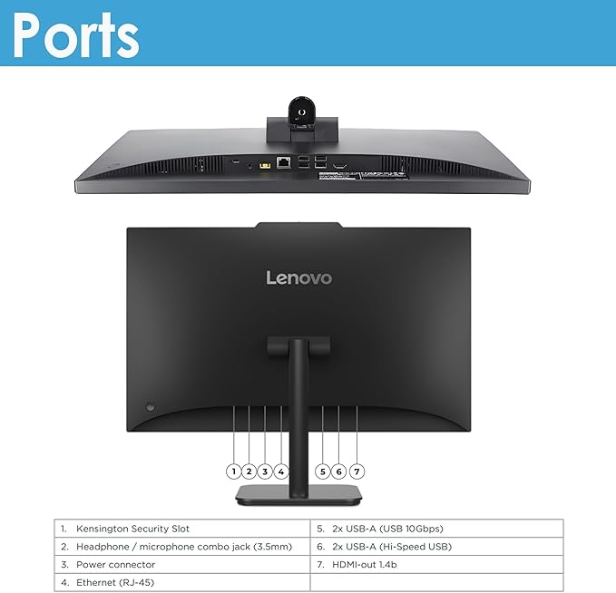 Lenovo IdeaCentre 24 23.8" N100 8GB 512GB SSD All-in-One Desktop Computer | FHD IPS Display, Intel UHD Graphics, WiFi 6, Keyboard, Mouse, Windows 11 Home, Black - Image 6