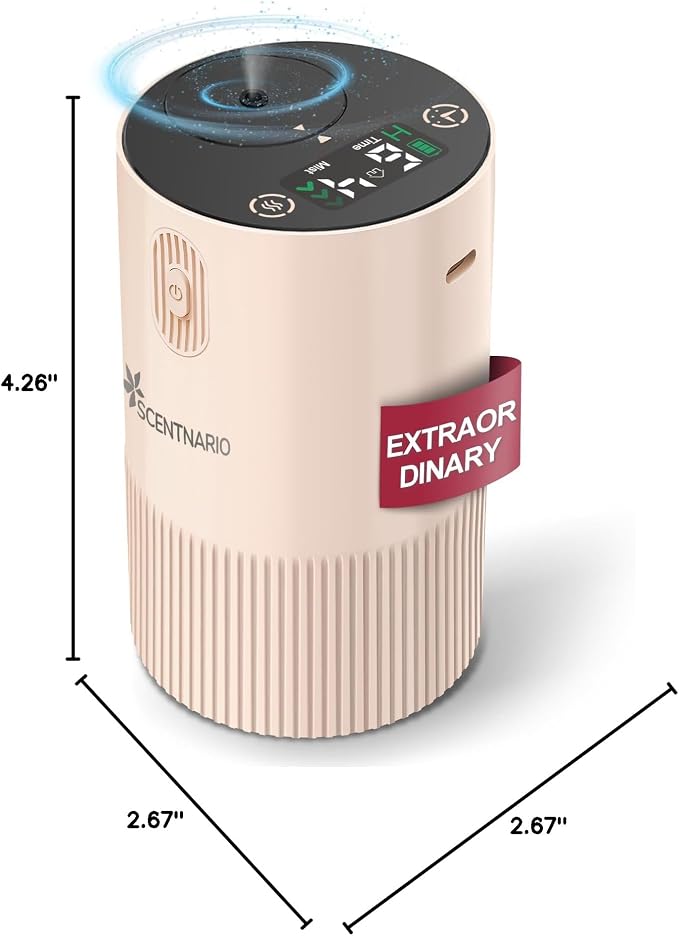 Waterless Diffuser for Essential Oil - Aroma Diffuser for Home with Battery Indicator, Portable Smart Scent Air Machine 1/2/3 & Continuous Mist, Timing & Auto-Off Function (Pink) - Image 8