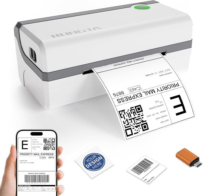 Rongta Bluetooth Thermal Shipping Label Printer, Wireless 4x6 Label Sticker by RONGTA