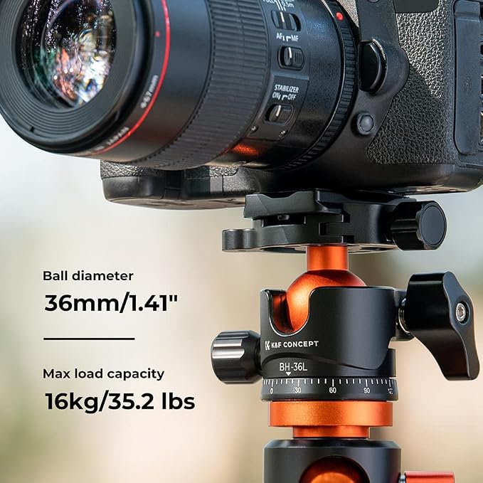 K&F CONCEPT 36mm Metal Tripod Ball Head 360 Degree Rotating Panoramic - Image 3