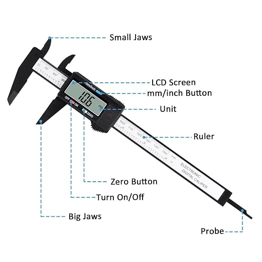 Digital Caliper, Adoric 0-6" Calipers Measuring Tool - Image 5