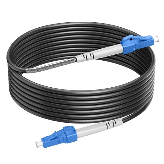 100 Feet Outdoor Simplex Fiber Optic Cable, OS2 LC to LC Single Mode Fiber by RamboCables