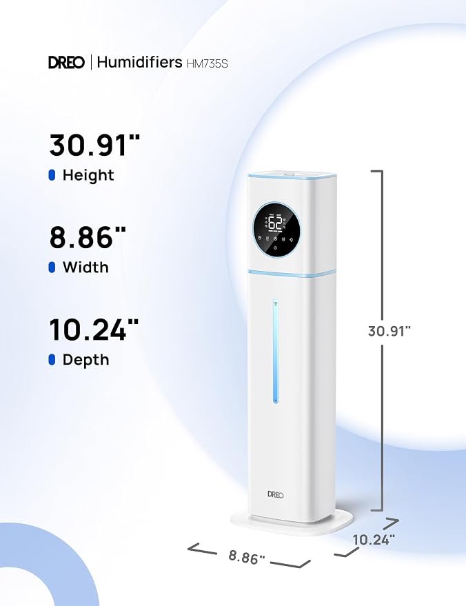 DREO HM735S 11L Smart Humidifier Large Room 700 ft², 100H Cool Mist Air Humidifiers for Bedroom, Top-Fill, Clean Tank Technology, 26dB, Auto Mode, Aroma Box, RGB, Remote & APP Control, Baby, Blue - Image 8