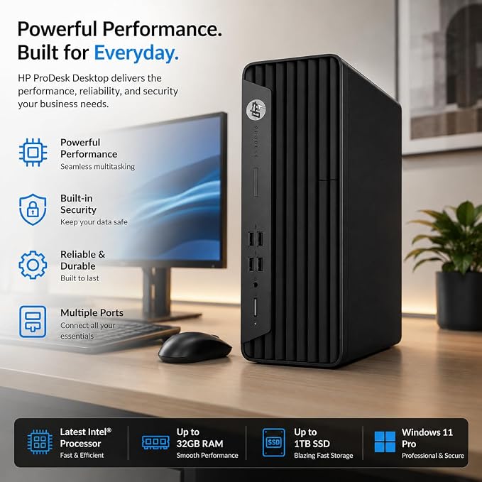 HP ProDesk G7 SFF Desktop Computer, Intel CPU, Dual 4K Display Support| 16GB RAM, 2TB HDD+128GB SSD| WiFi| Bluetooth| HDMI, USB, RJ-45| Wins 11 Pro| Wired Keyboard & Mouse| Business & Personal - Image 2