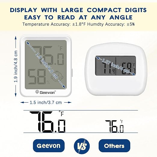 Geevon 4 Pack Mini Digital Hygrometer Gauge Indoor Thermometer – LCD Monitor - Image 4