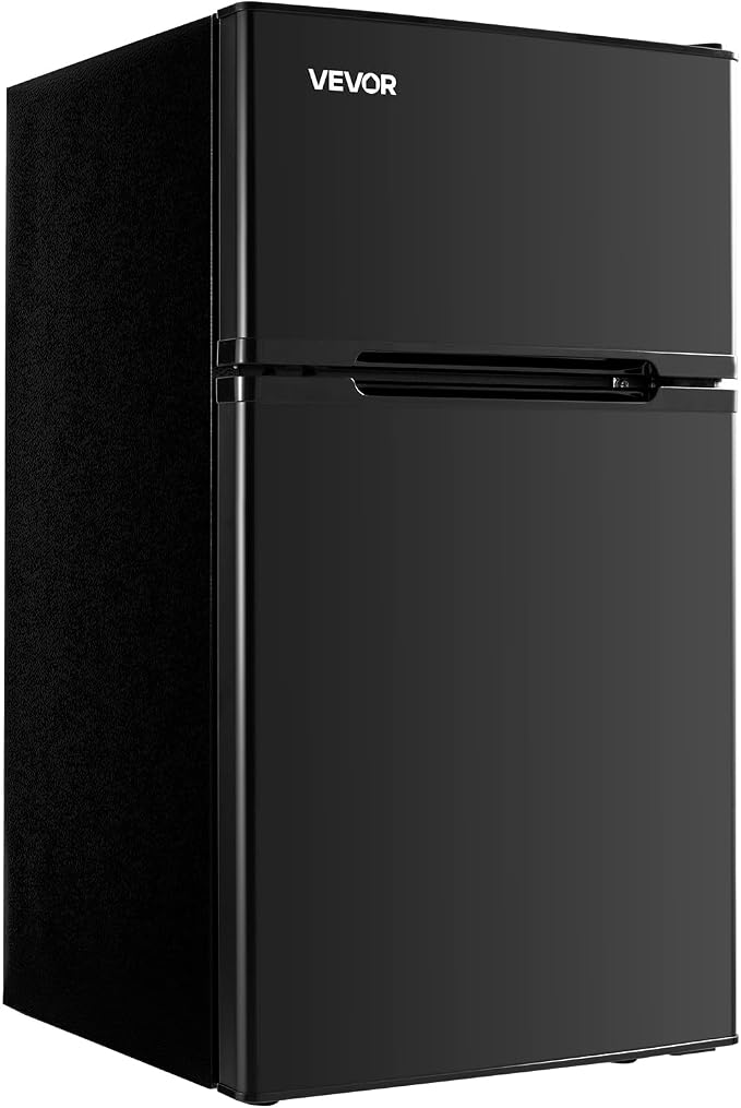 VEVOR 3.2 Cu.Ft Mini Fridge with Freezer, Dual Zone Compact Refrigerator, 3-Mode Adjustable Temperature, Energy Efficient Small Fridge, Reversible Door, Low Noise, for Bedroom, Dorm, Office, Black by VEVOR