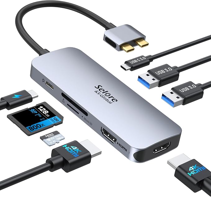 Selore Docking Station for MacBook Pro Air, USB C Hub for MacBook, Dual HDMI by SeloreS-Global