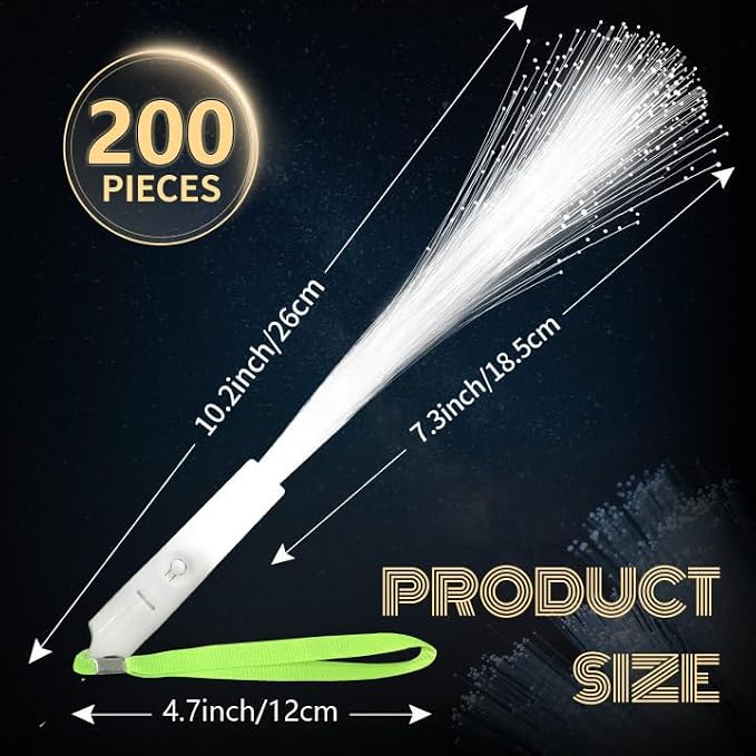 SHQDD 200 PCS White Fiber Optic Wands, Neon Party Supplies, LED Fiber Wands - Image 4