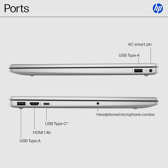 HP 15.6 inch Laptop, FHD Display, AMD Ryzen 7 5825U, 8 GB RAM, 512 GB SSD, AMD Radeon Graphics, Windows 11 Home, Natural Silver, 15-fc0502nr - Image 7