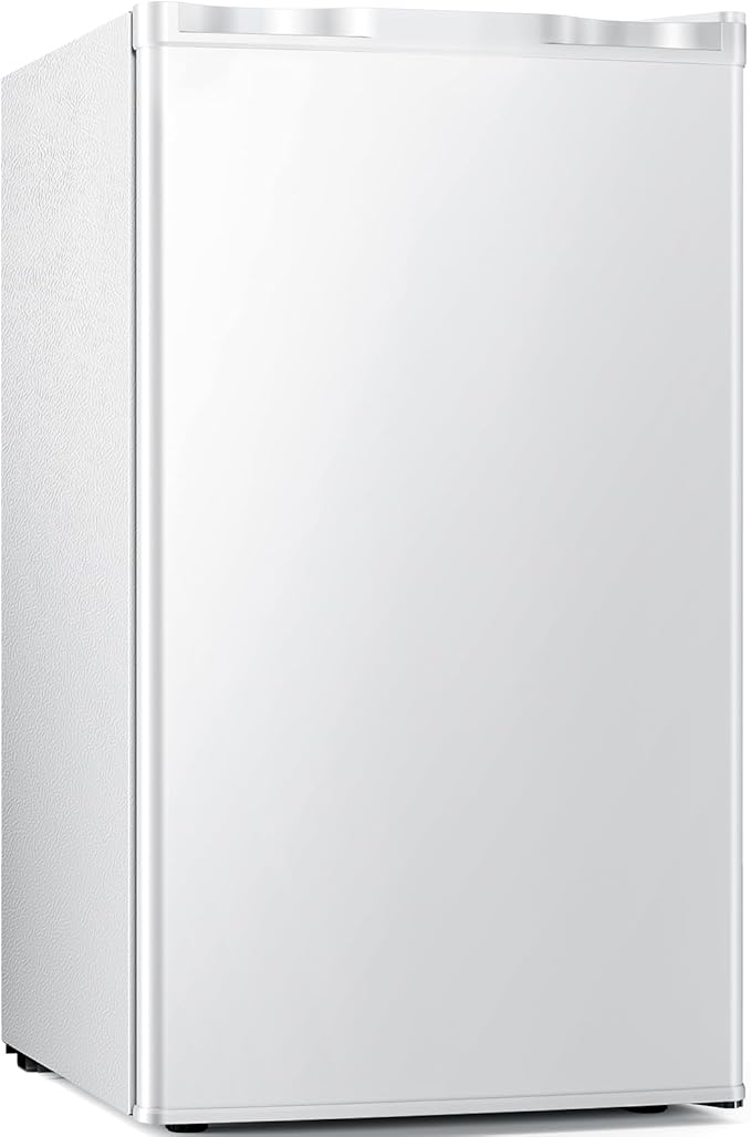 Antarctic Star Mini Compact Refrigerator with Freezer, 3.2 Cu.Ft. Single Door with Adjustable Thermostat,Removable Glass Shelves for Apartment/Dorm/Office,WHITE by AntarcticStar