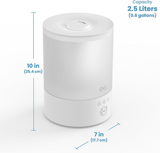 Everlasting Comfort 2.5L Top Fill Humidifier for Bedroom – Quiet, Easy to Fill & Clean, 24HR Runtime, Night Lights, Timer, Ultrasonic Cool Mist, Auto Shut-Off, Essential Oil Diffuser - White - Image 9