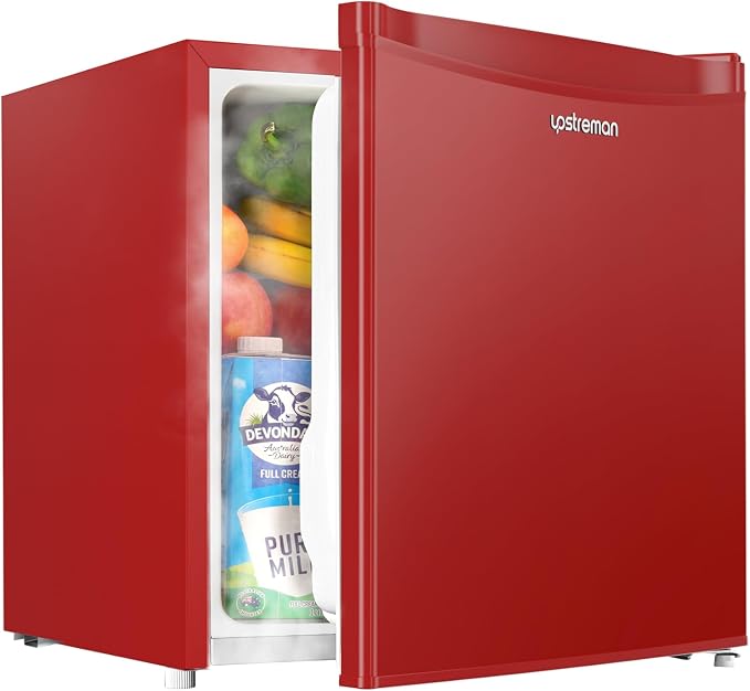 Upstreman 1.7 Cu.ft Mini Fridge with Freezer, Red-FR17 | Dorm Essentials, Adjustable Thermostat, Energy Saving, Low Noise, Compact Refrigerator for Dorm, Office, Bedroom by StartUpLiveBetter