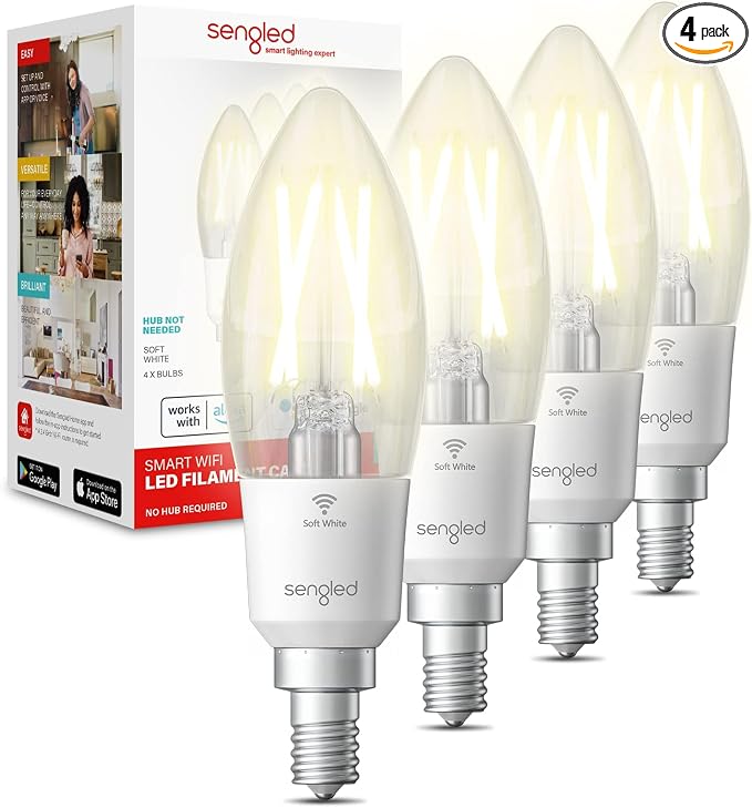Sengled Smart Light Bulbs, Smart Candelabra LED Bulb, Dimmable Chandelier Light by Sengled