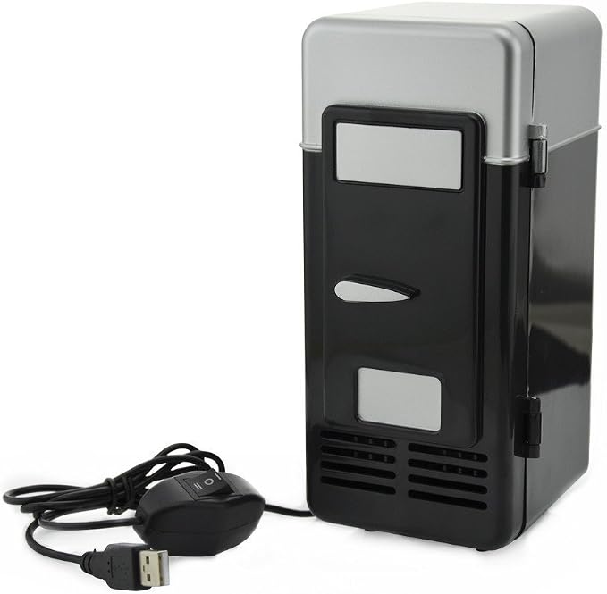 ThreeH Mini USB Fridge Drink Cans Cooler/Warmer Refrigerator | Beverage Drink Cans, For Laptop PC Computer, Red USB Powered by ThreeH