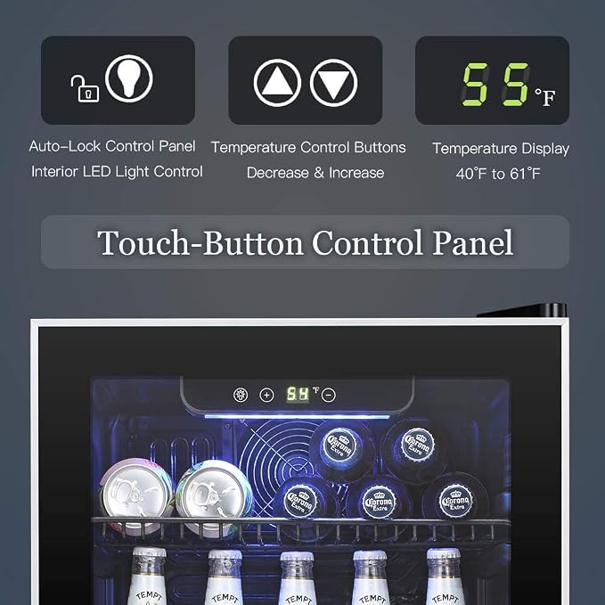 Antarctic Star Beverage Refrigerator Cooler -120 Can Mini Fridge Glass Door for Soda Beer or Wine Constant Glass Door Small Drink Dispenser for Home, Office Bar 3.2cu.ft | 120 can capacity, glass door for soda beer or wine, small drink dispenser clear ... - Image 3