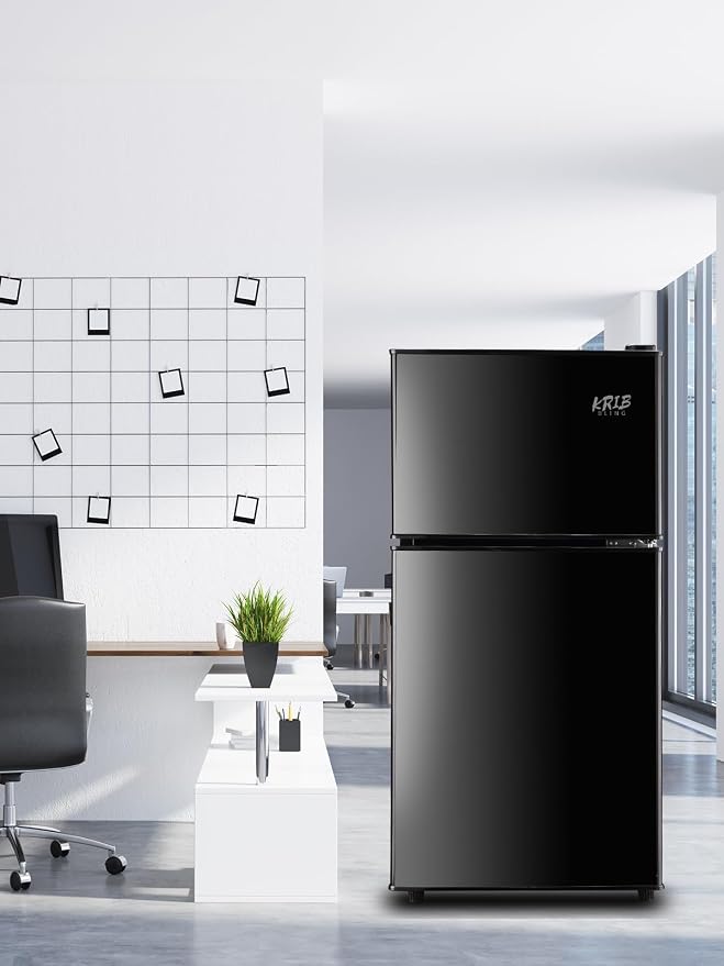 Refrigerators with Freezer on Top, Fridge 7- Level Adjustable Thermostat, Refrigerator for Apartment, Office, Camping, Black - Image 6