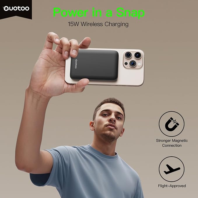Ouotoo New for Magsafe Portable Charger,5000mAh Power Bank with Type-C 20W PD Fast Charging Travel, Lightweight and Slim, LED Display for Magsafe Battery Pack for iPhone 17/16/15/14/13/12 All Series - Image 2