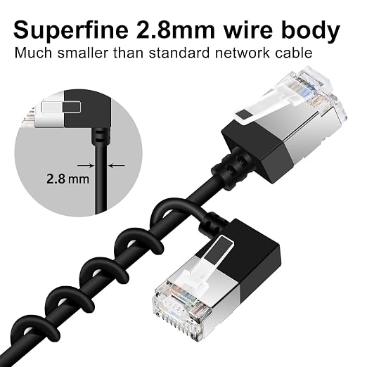 Slim Cat 6 Ethernet Cable 90° Left Angled 25 Feet, Ultra Thin & Flexible Rj45 - Image 2