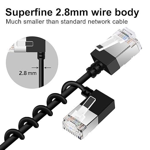 Ultra Slim 90° Degree Cat 6A Ethernet Cable Left Angled 10 Feet 2Pack, 10Gbps - Image 6