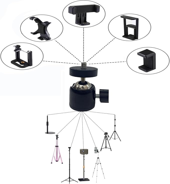 Universal 1/4" Swivel Mini Ball Head Tripod Mount 360 Degree Rotating Adapter - Image 6