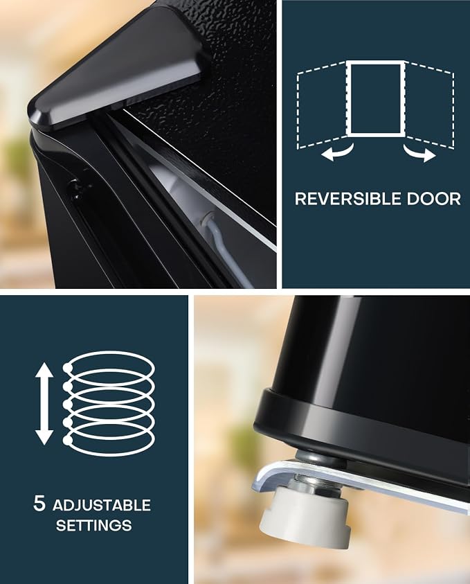 Upstreman 1.7 Cu.ft Mini Fridge with Freezer, Black-FR17 | Dorm Essentials, Adjustable Thermostat, Energy Saving, Low Noise, Compact Refrigerator for Dorm, Office, Bedroom - Image 7