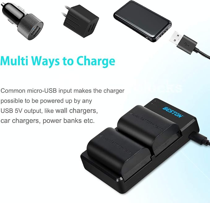 BESTON 2-Pack LP-E6N Batteries & Dual Battery Charger - Image 3