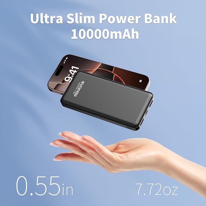 2 Pack Portable Charger, Slimmer 10000mAh Power Bank, USB C in&Out Fast Charging Battery Pack, External Portable Power Bank for iPhone 16 15 14 13 12 Tablet Headphones Samsung S23 S22 Pixel etc - Image 3