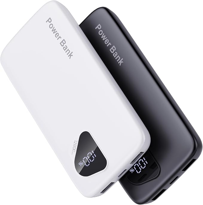 2026 2-Pack 12800mAh Portable Charger with Built in Cables, Travel Essential Battery Pack, 4 Outputs 2 Inputs Slim Power Bank with Cord Wires for iPhone 17/16/15/14, Samsung Galaxy S23/22, Pixel etc by FancyBean