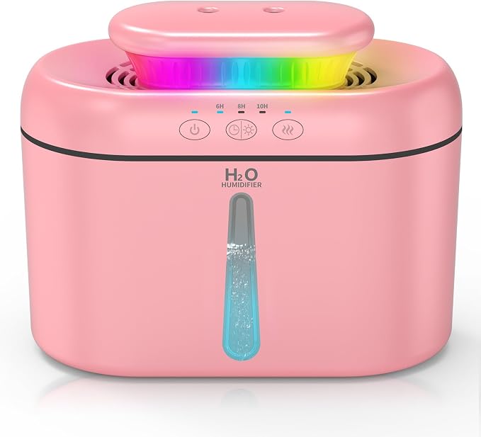 SZO Humidifiers for Bedroom, 2.5L Capacity, Auto Shut-Off, Easy to Fill & Clean, 16 dB Quiet Ultrasonic Humidifier for Large Room, Plants, Baby Nursery, Indoor, Night Light（Pink） by SZOLLC