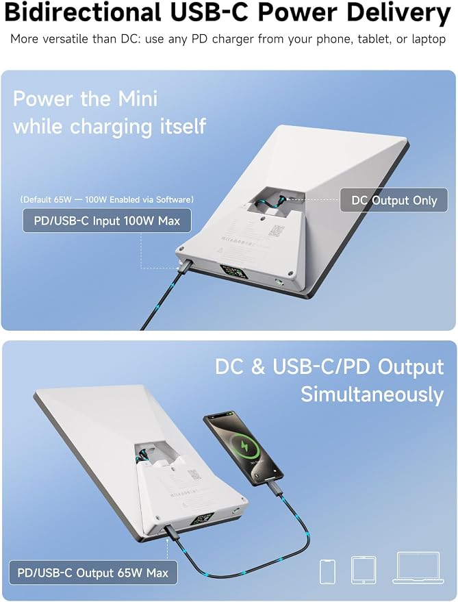 PeakDo LinkPower 1 Power Bank Compatible with Starlink Mini, 27500mAh 99Wh Portable Charger with USB-C Bidirectional Power Delivery, LCD Display, Smart App, DC Cable, Battery Pack for Outdoor&Camping - Image 2