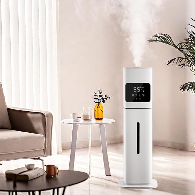 Smart White Humidifier, 2.1Gal/8L Large Capacity Cool Mist Humidifier with 3 Mist Levels, Auto Humidity Control, Timer & Auto Shut-Off, LED Panel & Remote, 360° Nozzle for Nursery, Office, Plants by Unknown