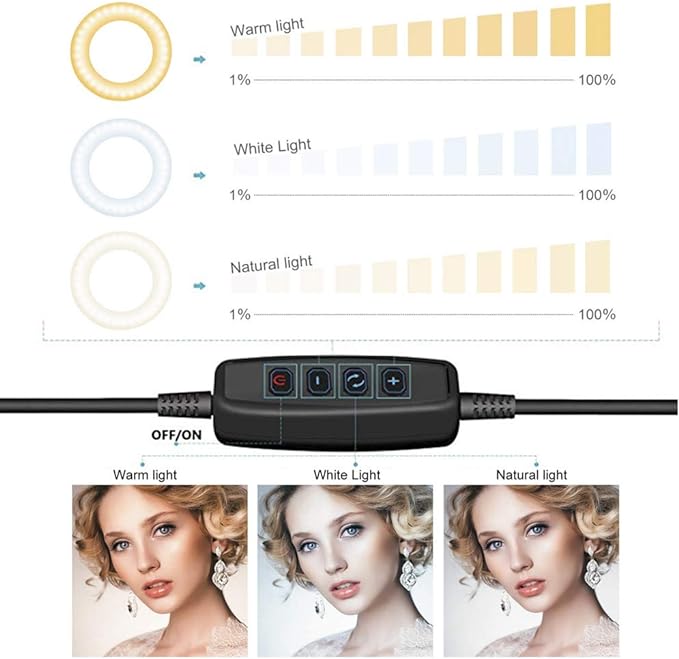 Ring Light OEBLD Dimmable with 3 Light Modes & 10 Brightness Level 360° Rotae - Image 2