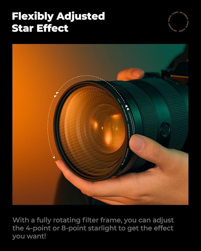 K&F CONCEPT 77mm Variable Star Filter Cross Screen Starburst Filter 4, 8 Points - Image 6