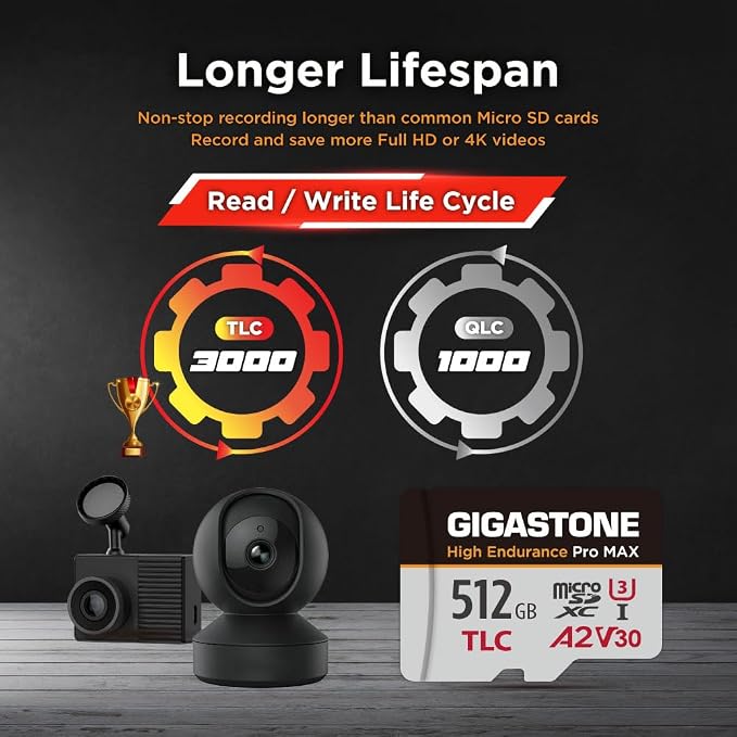 GIGASTONE 512GB Micro SD Card, TLC High Endurance Pro MAX, Speed Up to 180/150 - Image 4