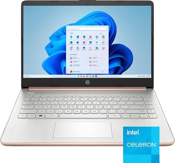HP 14" HD (1366 x 768) Display Laptop, Intel Celeron N4120, 1.1GHz, 4GB Memory, 128GB eMMC, Windows 11 Home in S Mode, Rose Gold, 14-dq0762dx (Renewed) - Image 2