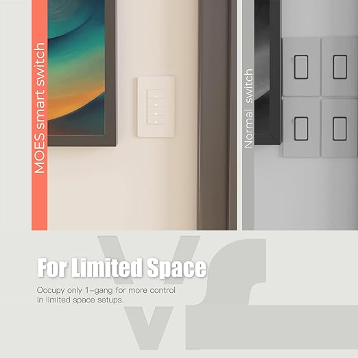 MOES Smart Double Light Switches, 2nd Generation Wi-Fi 2 Gang Single Pole Switch - Image 4