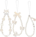 Ecally 3 Pcs Phone Charms Strap Camera Charm Strap Pearl Beaded Butterfly Bow by Ecally