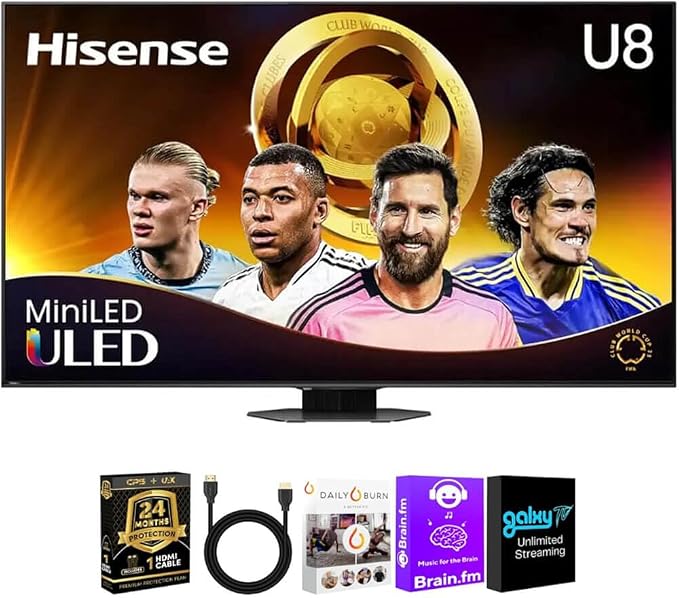 Hisense 75U8QGKIT1 75 inch Class U8 Series 4K Mini LED QLED Smart Google TV UHD HDR Dolby Vision Dolby Atmos 14 by Hisense