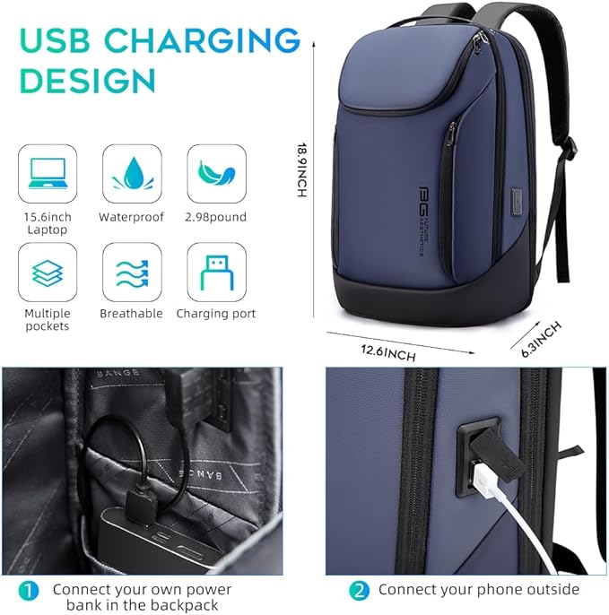 BANGE Business Smart Backpack Waterproof fit 15.6 Inch Laptop Backpack - Image 5
