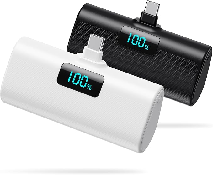 [2-Pack]Portable Charger for iPhone 17/16/15 Series,Upgraded 5200mAh PD USB C Power Bank Built-in USB-C Connector, Battery Pack Compatible with iPhone 17/17 Pro/17 Pro Max/16/15 Series,Samsung,Android by HETP