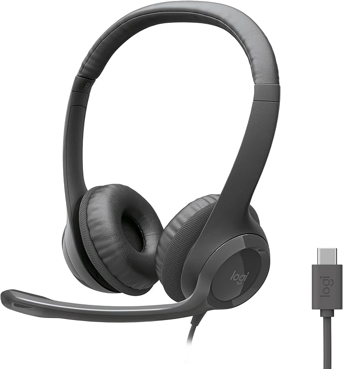 Logitech H391 Wired Headset PC/Laptop Stereo Headphones - Graphite | Stereo headphones for PC or laptop, in-line controls, works with Chromebook by Unknown