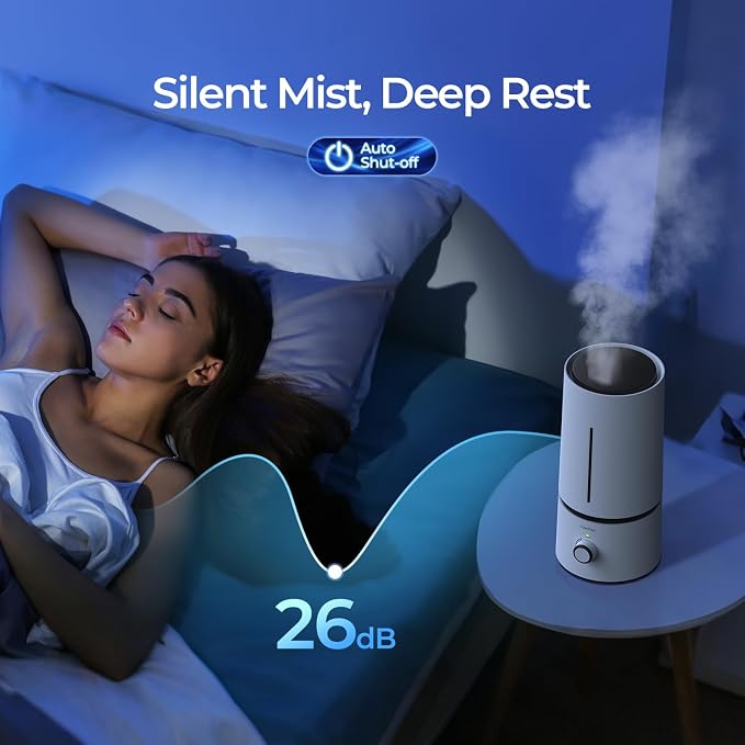 raydrop Cool Mist Humidifiers for Home Babies, 1.70 L Quiet and Small Ultrasonic Humidifier for Bedroom Nightstand, Space Saving, Auto Shut Off - (0.45 Gallon, US 110 V) - Image 6