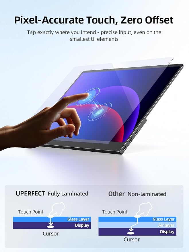 UPERFECT Touchscreen OLED Portable Monitor 14", 3K 2880x1800 | 120Hz | 0.1ms Portable Gaming Monitor, 500 Nits |120% DCI-P3 | 500000:1 | Ultra-Slim Design for Laptop Mini PC Phone Game Consoles - Image 2