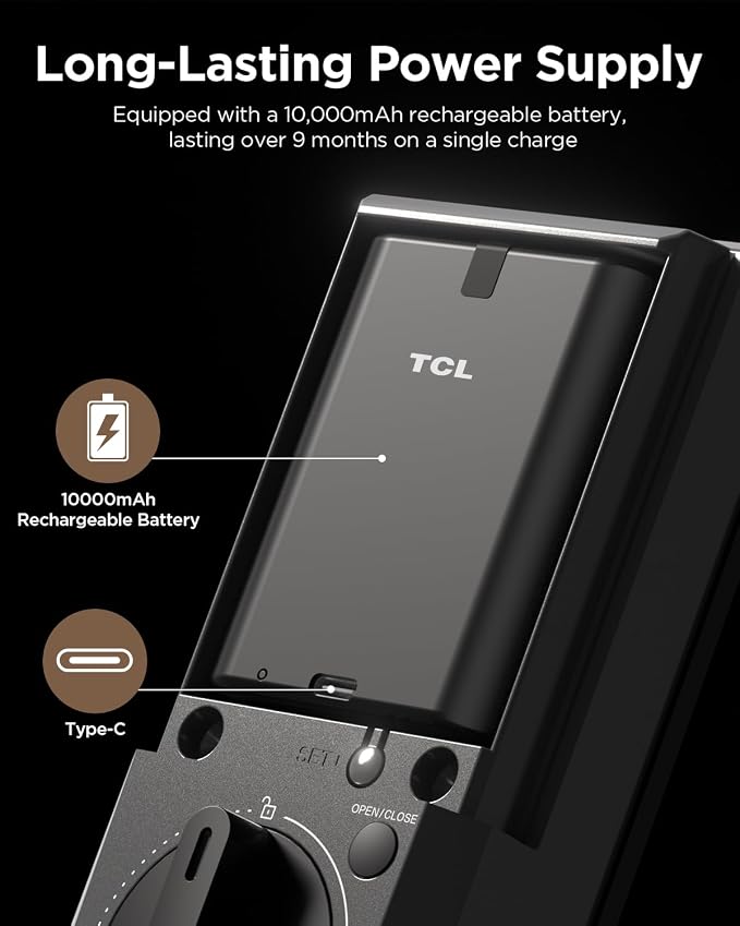 TCL Smart Lock D2 Pro, Palm Vein Keyless Entry Deadbolt, Wi-Fi Keypad Door Lock - Image 8