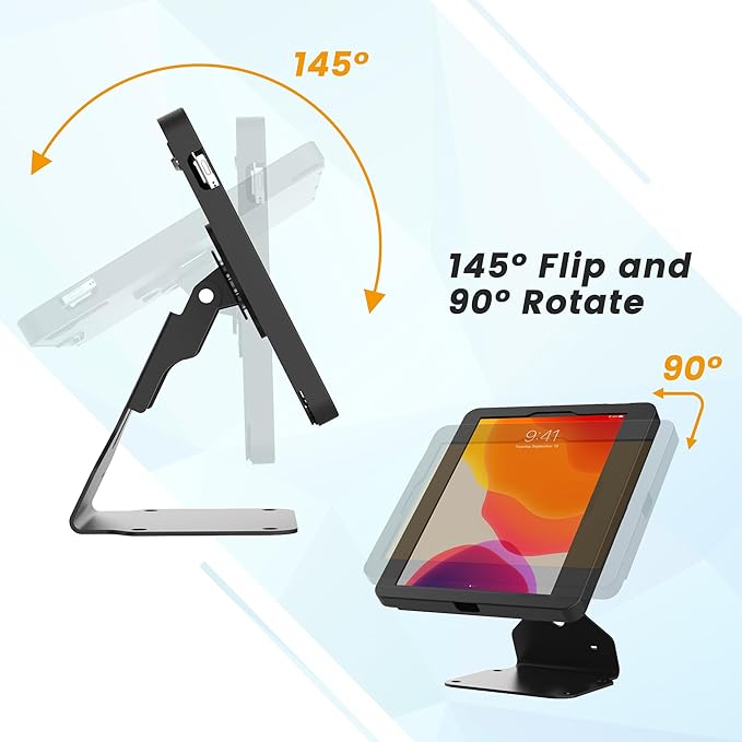 iPad POS Stand for Desk Heavy Metal Flip Lockable Rotate Swivel for iPad 10th - Image 5