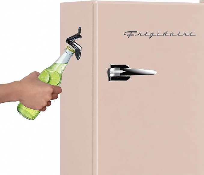 Frigidaire Retro Compact Fridge with Chiller, 3.2 cu ft Countertop Fridge with Built-In Bottle Opener, Compact Refrigerator for Office, Bedroom, Dorm Room or Cabin - 16.5" D x 19" W x 31" H (Coral) - Image 8