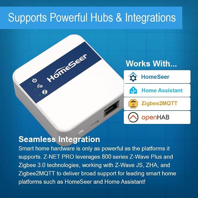 HomeSeer Network-Connected Z-Wave & Zigbee Interface, Ethernet & WiFi, 800 - Image 5
