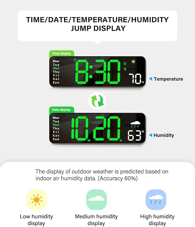 Digital Wall Clock, Digital Clock Large Display - Image 4